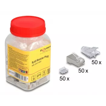 DeLOCK 67177 RJ45 Złącze przewodowe Srebrny Przezroczysty Męski 50 szt.