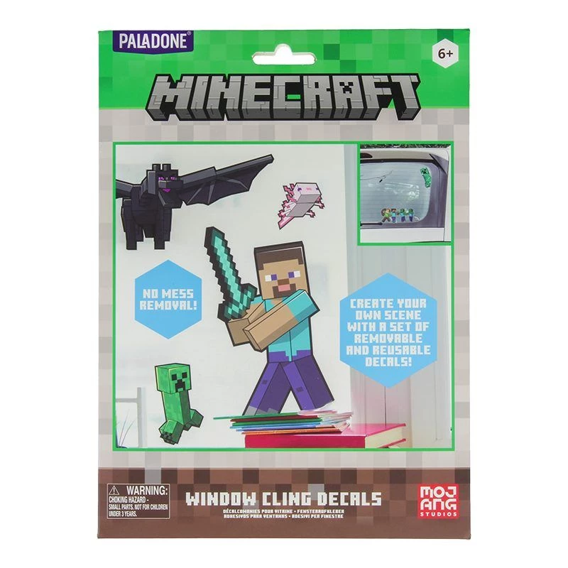 Naklejki okienne Paladone Minecraft PP13105MCF – wielokrotnego użytku dekoracje na okna i gładkie powierzchnie
