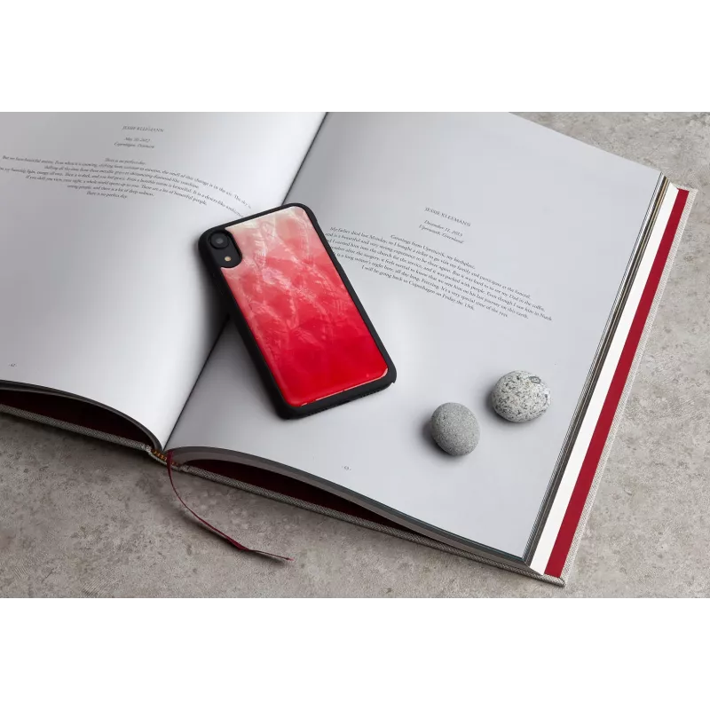 Etui iKins do iPhone XR — różowe jezioro i czarna dwukolorowa ochronna obudowa