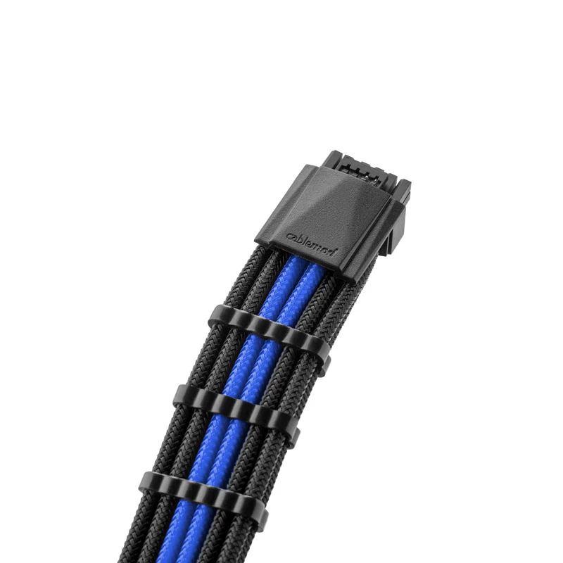 Kabel zasilający CableMod PRO ModMesh 12VHPWR na 8‑pin PCIe, 45 cm, czarny/niebieski