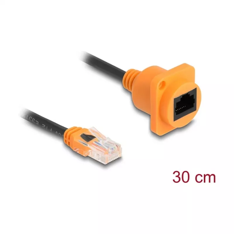 Kabel sieciowy DeLOCK 90804 0.3 m Cat5e U/UTP RJ-45 czarny pomarańczowy