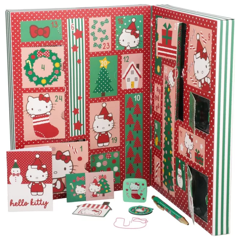 Kalendarz adwentowy Paladone Hello Kitty Artykuły papiernicze 24-dniowy zestaw z codziennymi upominkami papierniczymi