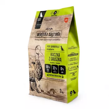Sucha karma dla psów wiejskazagroda Kaczka z Gruszką 2 kg — pełnoporcjowa karma sucha dla dorosłych psów, 32% białka, 21% tłuszczu