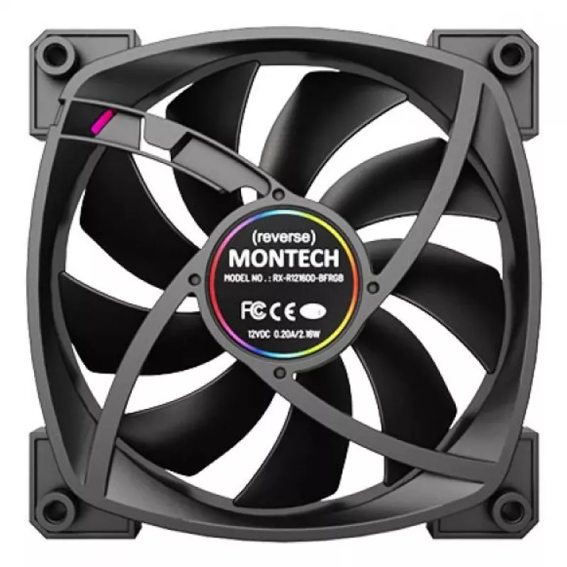 Wentylator do obudowy komputerowej Montech RX120 PWM 12 cm Czarny 3 szt.