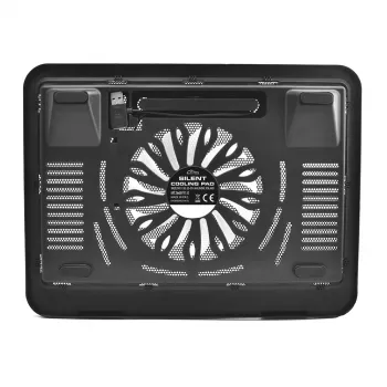 Podkładka chłodząca MEDIA-TECH MT2660 — chłodziarka do laptopa zasilana przez USB, 1 wentylator 13,5 cm, 20 CFM, 1000 RPM, 330×250×40 mm, 327 g, podświetlenie