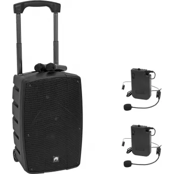 Bezprzewodowy zestaw mikrofonowy Omnitronic WAMS-12BT2 — 2x nadajniki bodypack, 2x mikrofony nagłowne