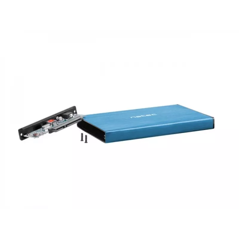Zewnętrzna obudowa HDD/SSD NATEC Rhino GO 2,5 cala — USB 3.0, SATA III, do 4 TB, 9,5 mm, aluminium, niebieska