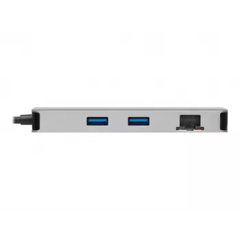 Stacja dokująca Eaton Tripp Lite USB-C, podwójny wyświetlacz - 4K 60 Hz HDMI, USB 3.2 Gen 1, koncentrator USB-A, GbE, czytnik kart, ładowanie 100W PD, szary