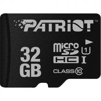 Karta pamięci microSDHC PATRIOT PSF32GMDC10 — 32 GB, UHS‑I, Class 10 (U1), V10, 80 MB/s, czarna