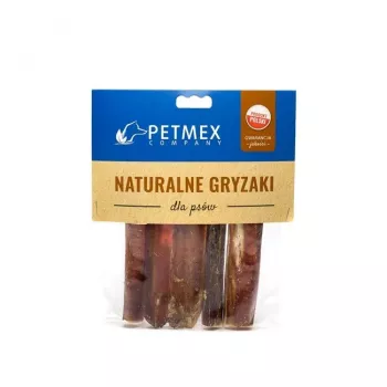 Gryzak dla psa PETMEX, przekrojony penis wołowy, 12 cm, opakowanie 5 szt. — naturalny jednoskładnikowy gryzak dentystyczny, 30 g każdy