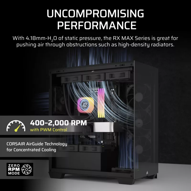 Corsair iCUE LINK RX120 MAX 120mm Wentylator Obudowy - Czarny