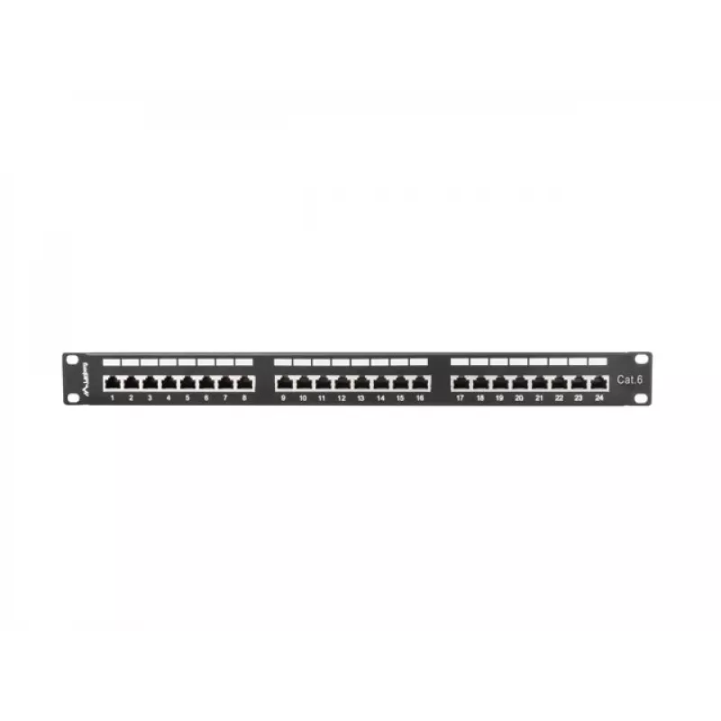 Patch panel 1U LANBERG PPS6-1024-B, 24-port Cat6, metal, czarny, 442×114,5×44,5 mm