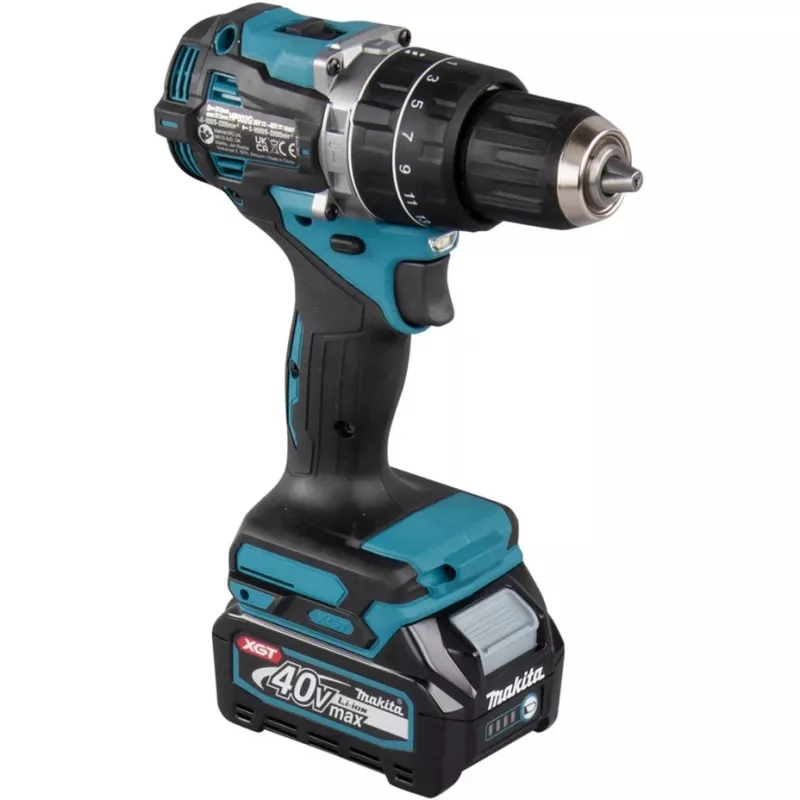 Makita - Młotowiertarka/Wkrętarka - Akumulatorowa - 2 prędkości - Klucz do uchwytu 13 mm - 64 N·m - 2 akumulatory, ładowarka w zestawie - 40 V