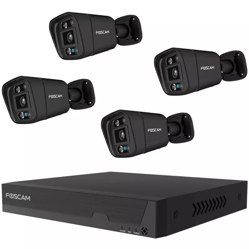 Zestaw kamer bezpieczeństwa Foscam FN9108E-B4-2T — 4 kamery z rejestratorem, czarny