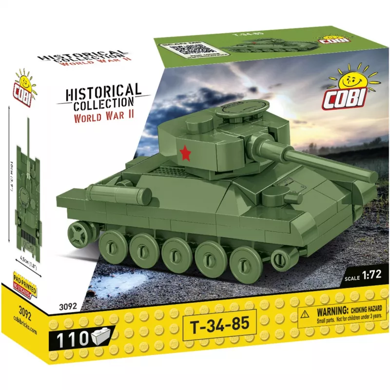 Zestaw konstrukcyjny Cobi czołg T-34-85 — 110 elementów, wiek 6+, zielony