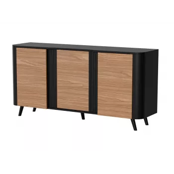 Komoda Cama Meble VOLARE 151 x 39 x 75 cm, czarny/orzech, płyta wiórowa