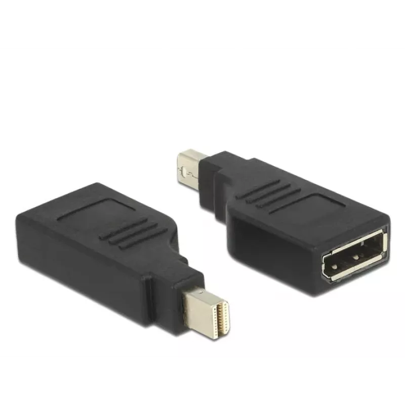 Delock Adapter Mini DisplayPort 1.2 męski > DisplayPort żeński 4K obrócony o 90° - Adapter DisplayPort - Mini DisplayPort (M) kątowy na DisplayPort (W) kątowy - Czarny (65626)