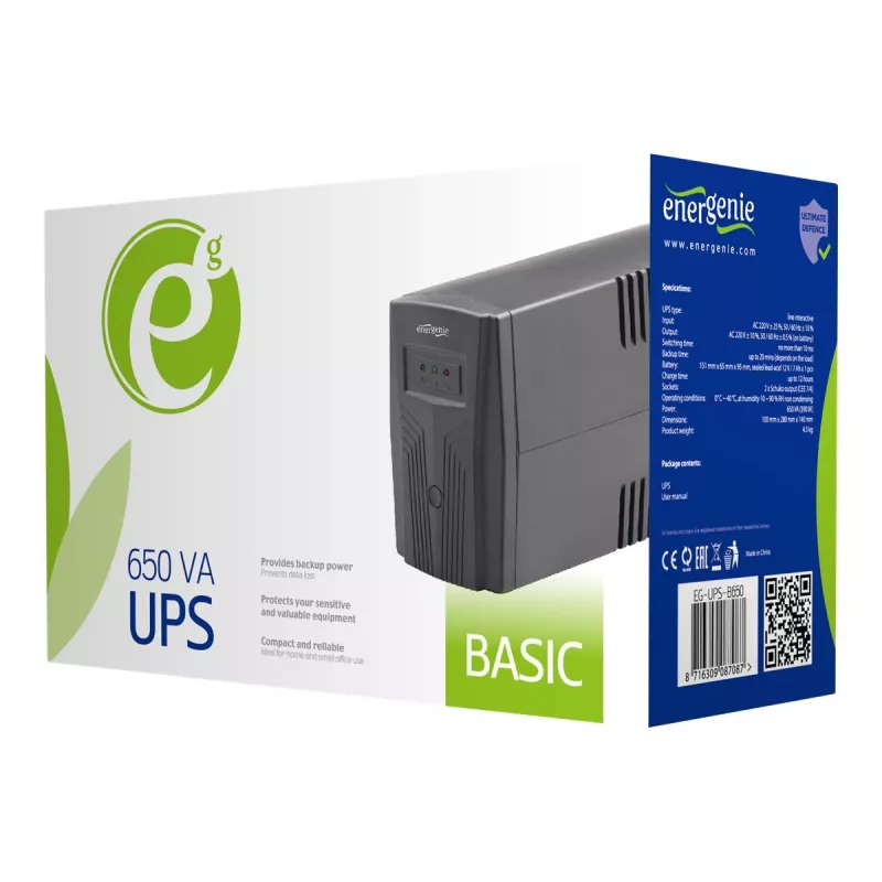 Gembird EG-UPS-B650 zasilacz awaryjny (UPS) Line-Interactive 0,65 kVA 390 W
