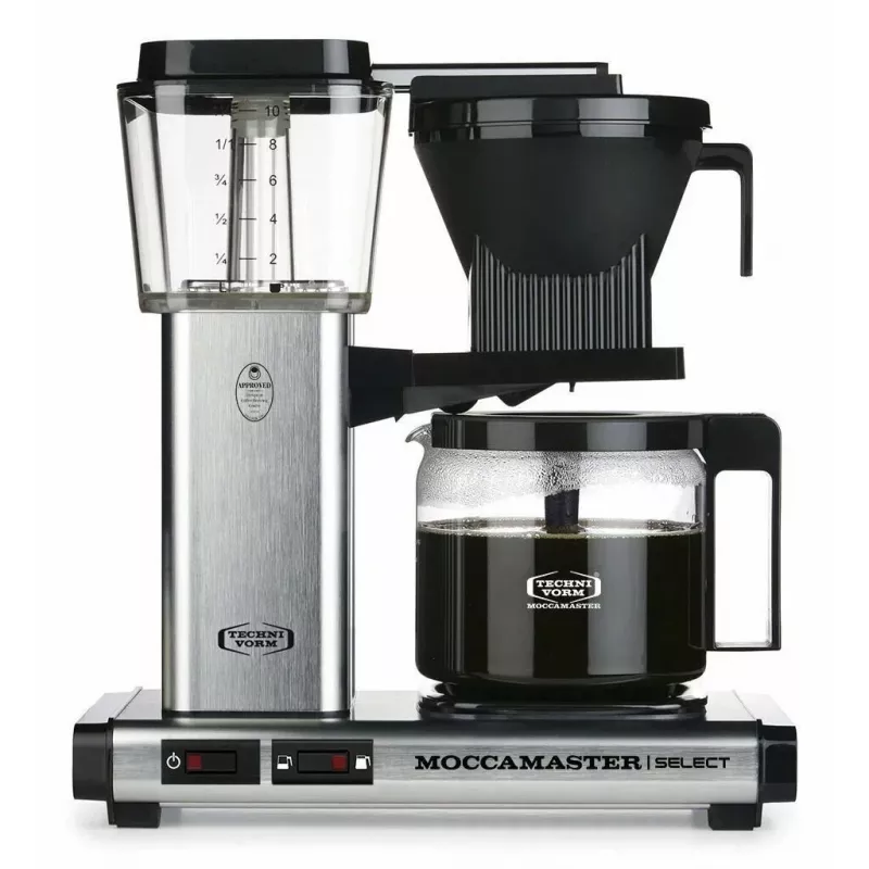 Ekspres przelewowy MOCCAMASTER KBG 741 — zbiornik na wodę 1,25 l, dzbanek na 10 filiżanek, 1520 W, stal nierdzewna/czarny