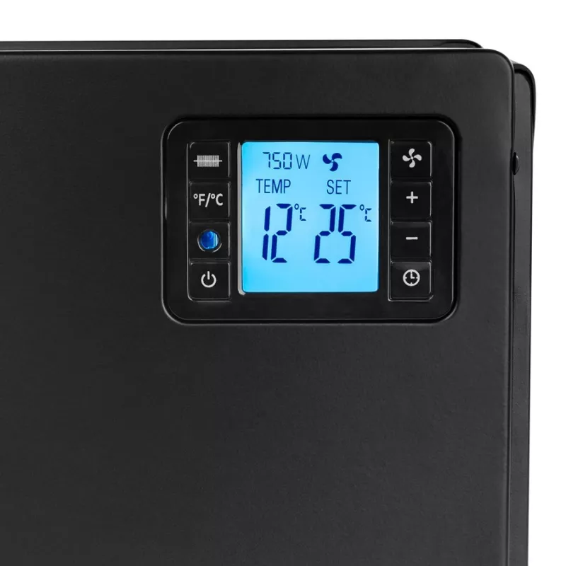 Konwektorowy grzejnik elektryczny NOVEEN CH7100 — 2000 W, 3 poziomy mocy, LCD, timer, pilot, czarny