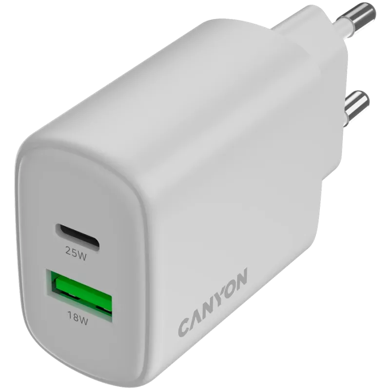 Ładowarka CANYON OnCharge 250 25W 1xPD 1xQC EU Biała