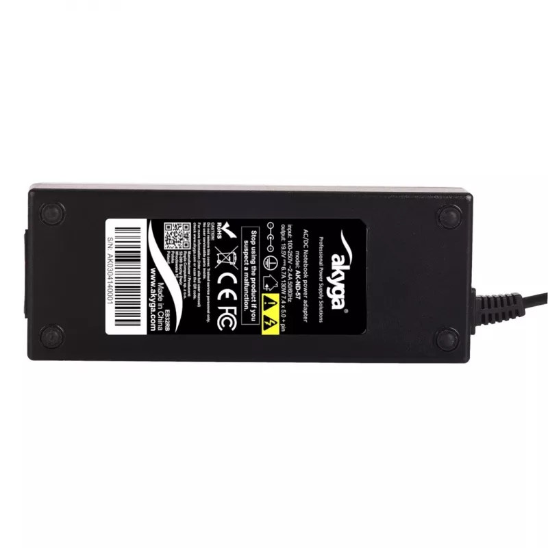 Zasilacz Akyga AK-ND-57 do laptopów 19,5 V 130 W 6,7 A, wejście 100–250 V, wewnętrzny, czarny