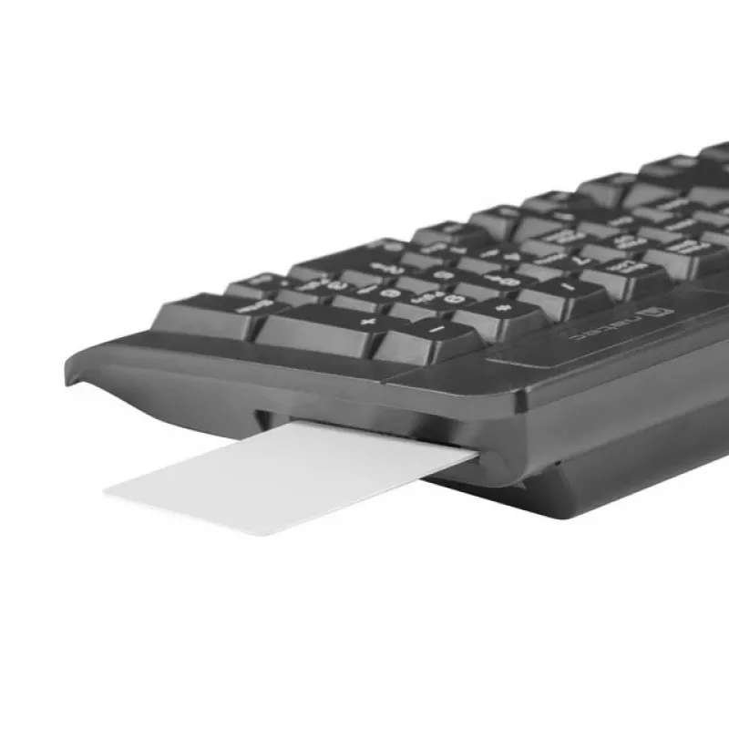 Przewodowa pełnowymiarowa klawiatura NATEC Moray ES z USB, hiszpański QWERTY, 105 klawiszy, czytnik kart identyfikacyjnych, kabel 1,5 m, czarna
