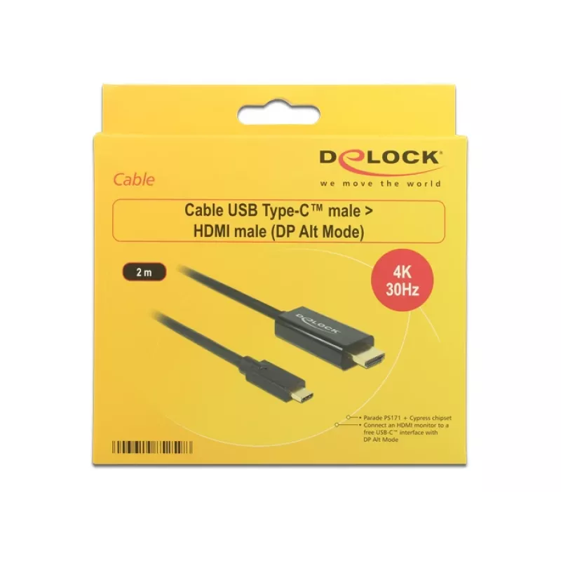 Przejściówka wideo DeLOCK 85259 USB Type-C na HDMI 2m Czarna