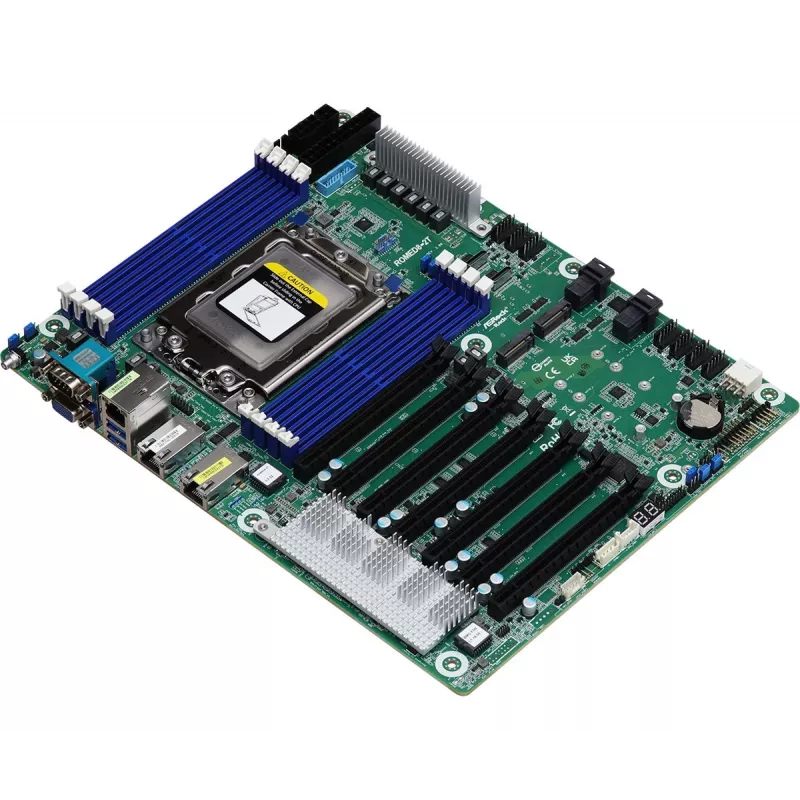 Płyta główna serwerowa ASRock ROMED8-2T/BCM, AMD EPYC 7003, Socket SP3, ATX, 8× DDR4 DIMM, 3× RJ-45, 10× SATA III, 7× PCIe x16 Gen4