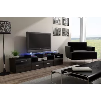 Cama stojak TV EVORA 200 wenge/czarny połysk