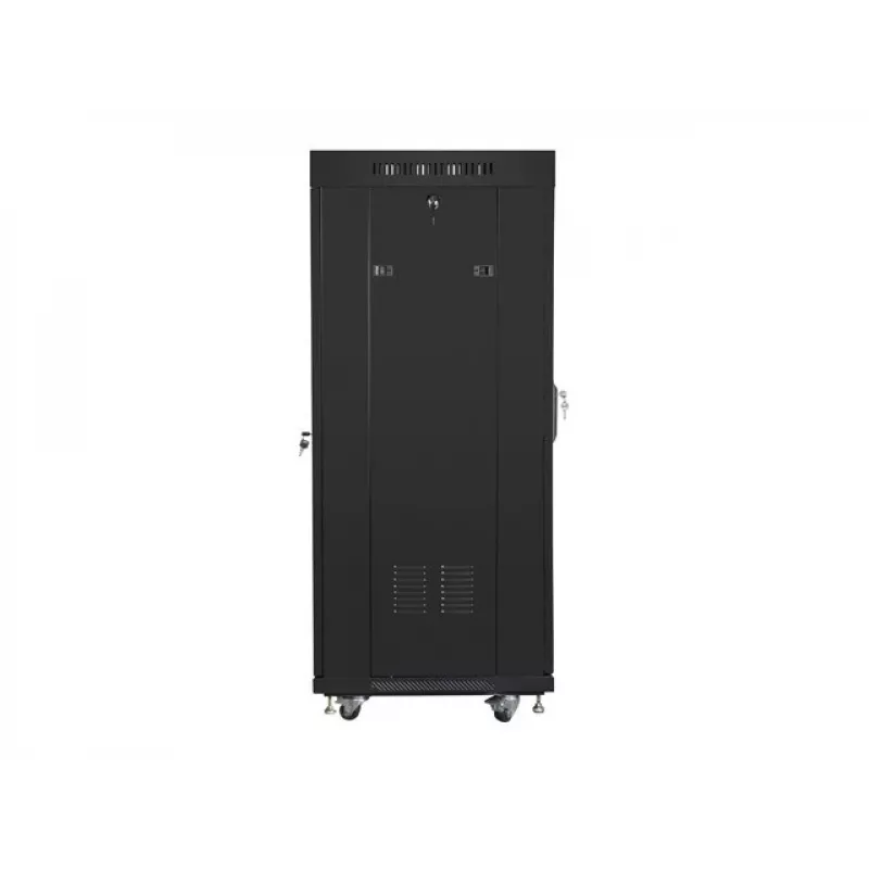 Szafa rack wolnostojąca LANBERG FF01-6627-12BL 19 cali 27U 600x600 mm szklane drzwi, udźwig 800 kg