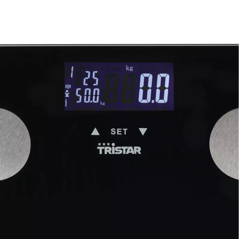 Waga osobista Tristar WG-2442 — cyfrowa waga łazienkowa, maks. 150 kg, dokładność 100 g, BMI, czarna