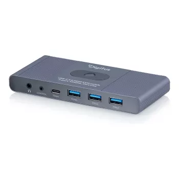 Przełącznik KVM DIGITUS USB-C 3.0 HDMI 2-portowy 4K60Hz, USB-C/USB-A, aluminium, 135×60×30 mm