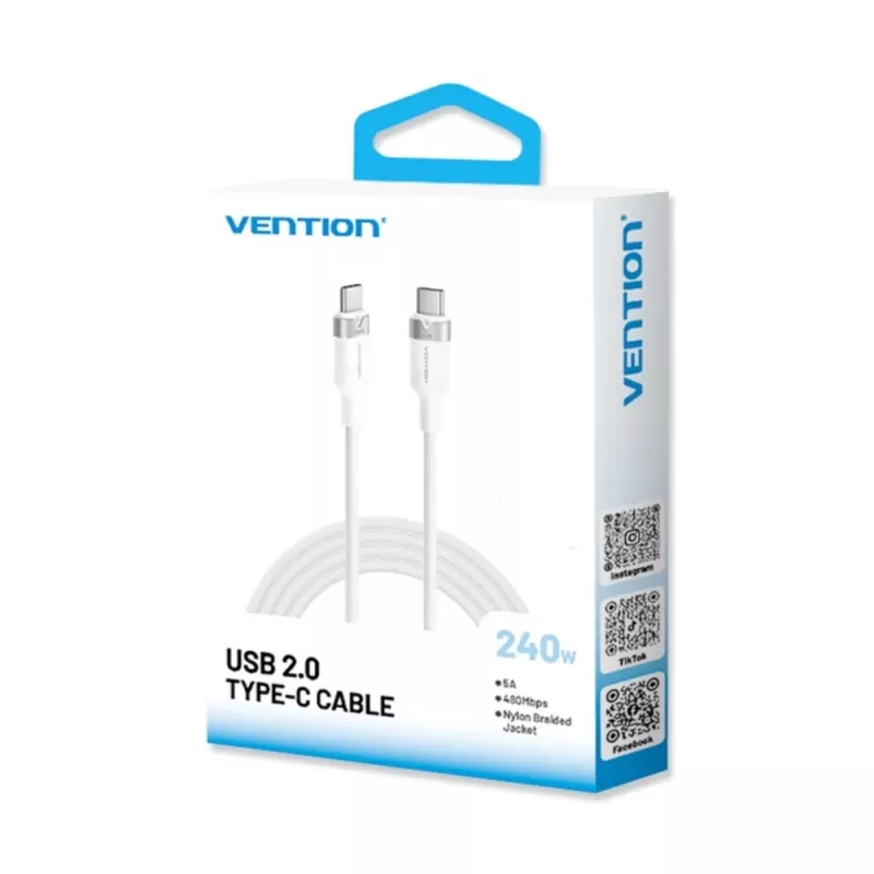 Kabel Vention USB 2.0 5A 240W 1m BK USB-C na C