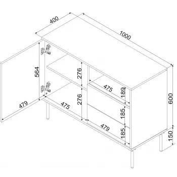 Cama 1D2S TRESSE komoda 100x40x75 kaszmir matowy