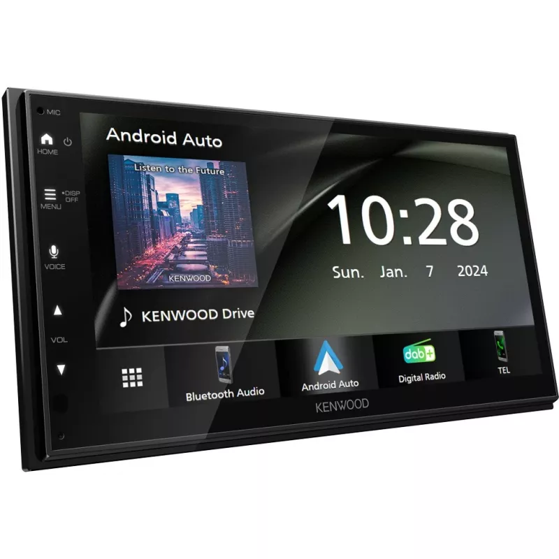 Kenwood moniceiver podwójny DIN z Android Auto, Apple CarPlay, tunerem DAB+, wejściem na kamerę cofania