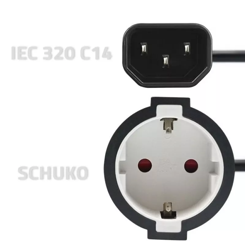 Zasilacz przejściowy QOLTEC 53906 IEC 320 C14 na SCHUKO 16A 250V