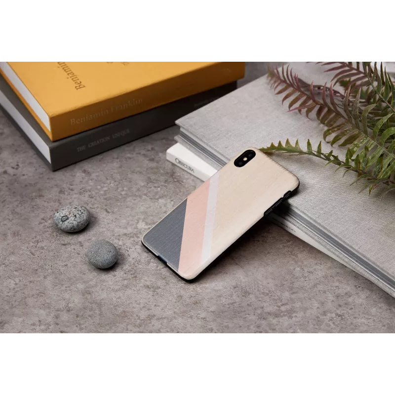 Etui na smartfon man and wood do iPhone XS Max — różowy garnitur, czarne