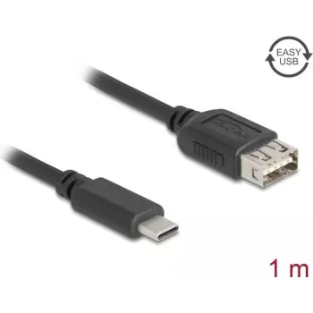 Kabel USB 2.0 DELOCK 81536 — USB‑C na USB‑A, 1 m, czarny, pozłacane styki