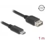 Kabel USB 2.0 DELOCK 81536 — USB‑C na USB‑A, 1 m, czarny, pozłacane styki