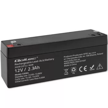 Szczelny akumulator AGM QOLTEC 12V 2,3Ah do UPS i systemów rezerwowych, maks. rozładowanie 34,5A