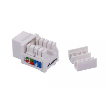 Moduł keystone LANBERG KSU6-1090, Cat6 U/UTP płaski, RJ-45 męski do LSA żeńskiego, AWG 22/26, 14.5×16.1 mm, biały