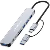QOLTEC USB-C hub 4x USB + czytnik kart SD/TF model 53794