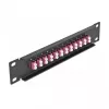 Patch panel światłowodowy DeLOCK 10 cali 12 portów LC Duplex fioletowy 1U czarny