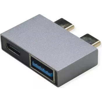 ROLINE USB 3.2 Gen 2 Adapter, 2x USB Typ C - 1x Typ A + 1x C, ST/BU, silberfarben (12.03.2946)