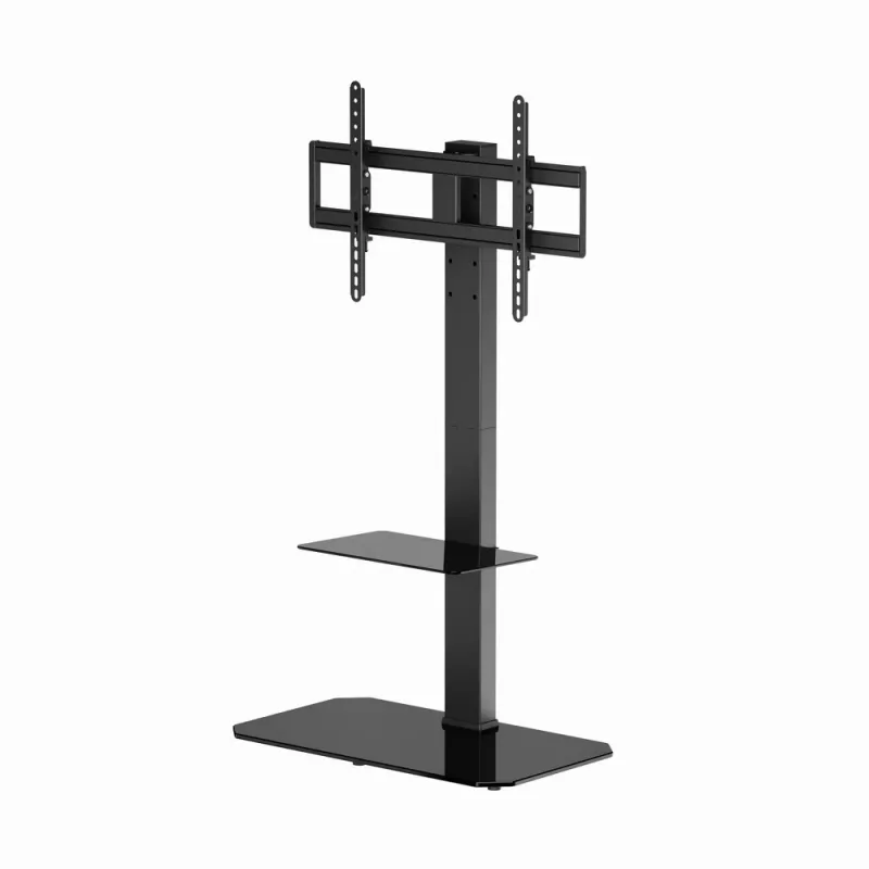 Wolnostojący stojak pod telewizor GEMBIRD TVS-86ST-01 do telewizorów 43–86 cali, czarny, podstawa ze szkła hartowanego, VESA 100x100–600x400, maks. 60 kg