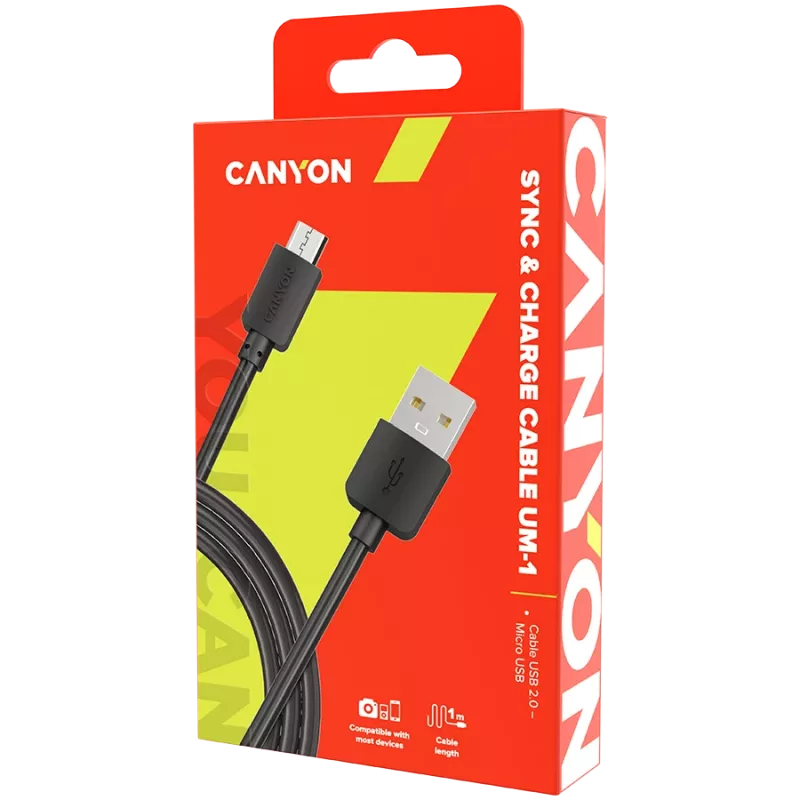 Kabel CANYON UM-1 MicroUSB 5W 1m Czarny