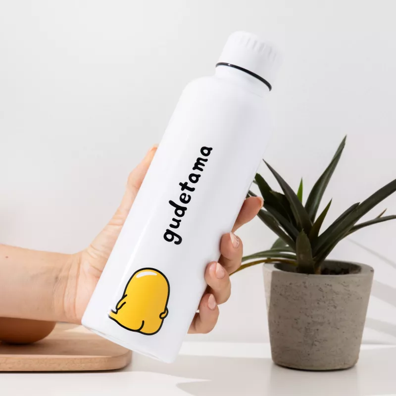 Metalowa butelka na wodę Paladone Gudetama — izolowana butelka ze stali nierdzewnej z motywem postaci