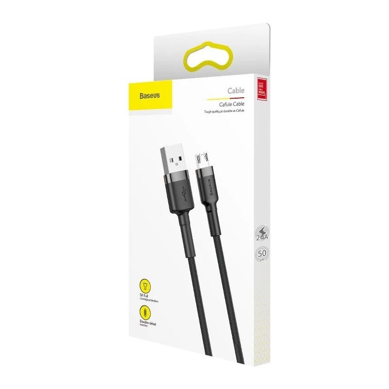 Kabel Baseus Cafule 2.4A 1m Micro USB (szary/czarny)