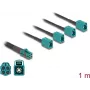 DeLOCK 90140 kabel koncentryczny 1 m Mini FAKRA Z 4 x FAKRA Z Aqua Czarny